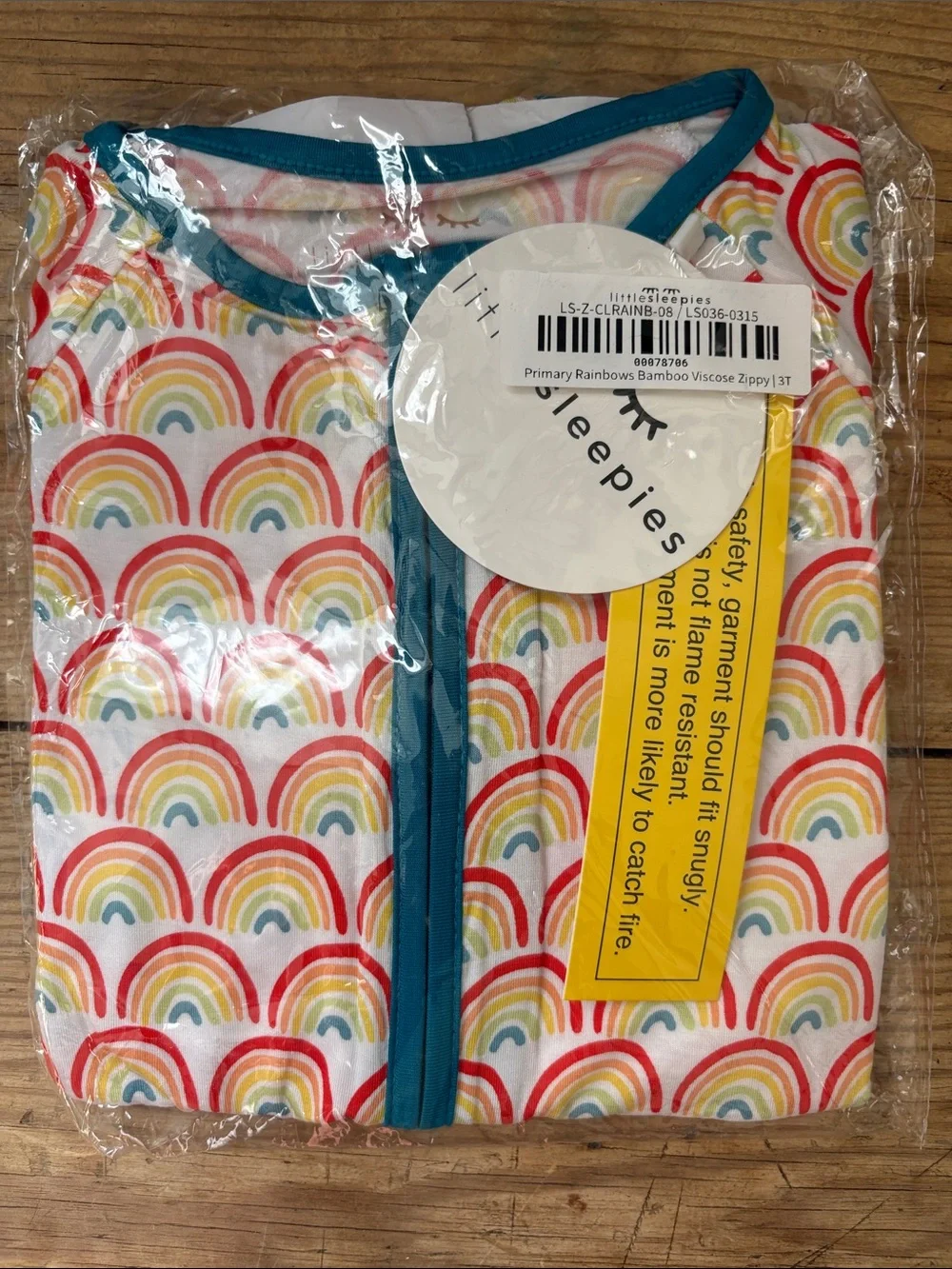 NIB Little Sleepies Primary Rainbows Bamboo Viscose Zippy 🌈 Sz 3T